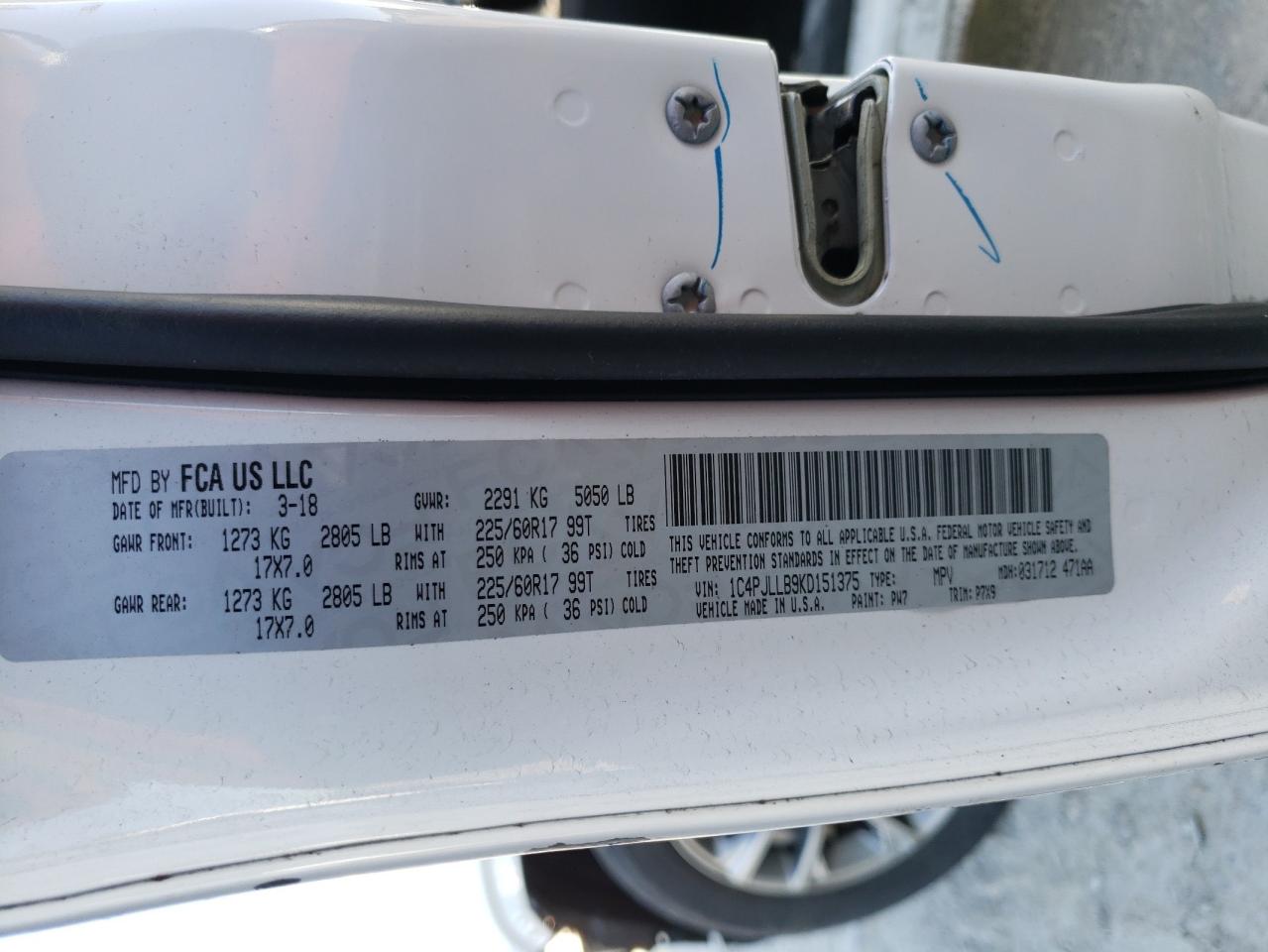 Photo 10 from auction – 2019 JEEP CHEROKEE L with VIN 1C4PJLLB9KD151375