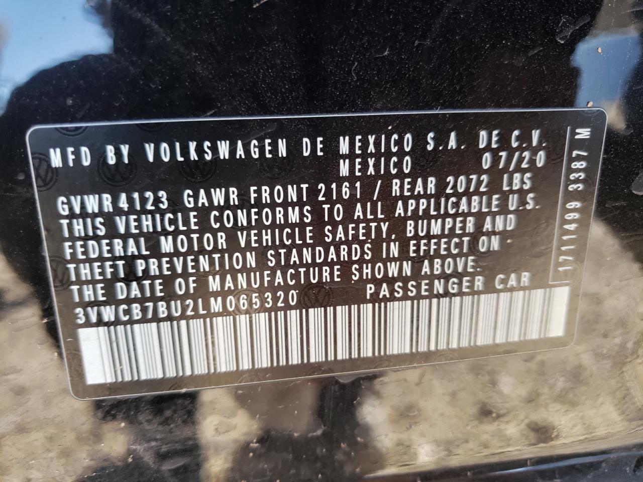 Photo 10 from auction – 2020 VOLKSWAGEN JETTA S with VIN 3VWCB7BU2LM065320