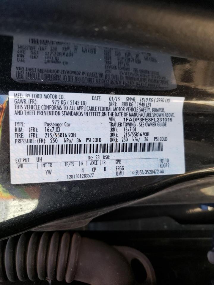 Photo 10 from auction – 2015 FORD FOCUS SE with VIN 1FADP3FE8FL231016