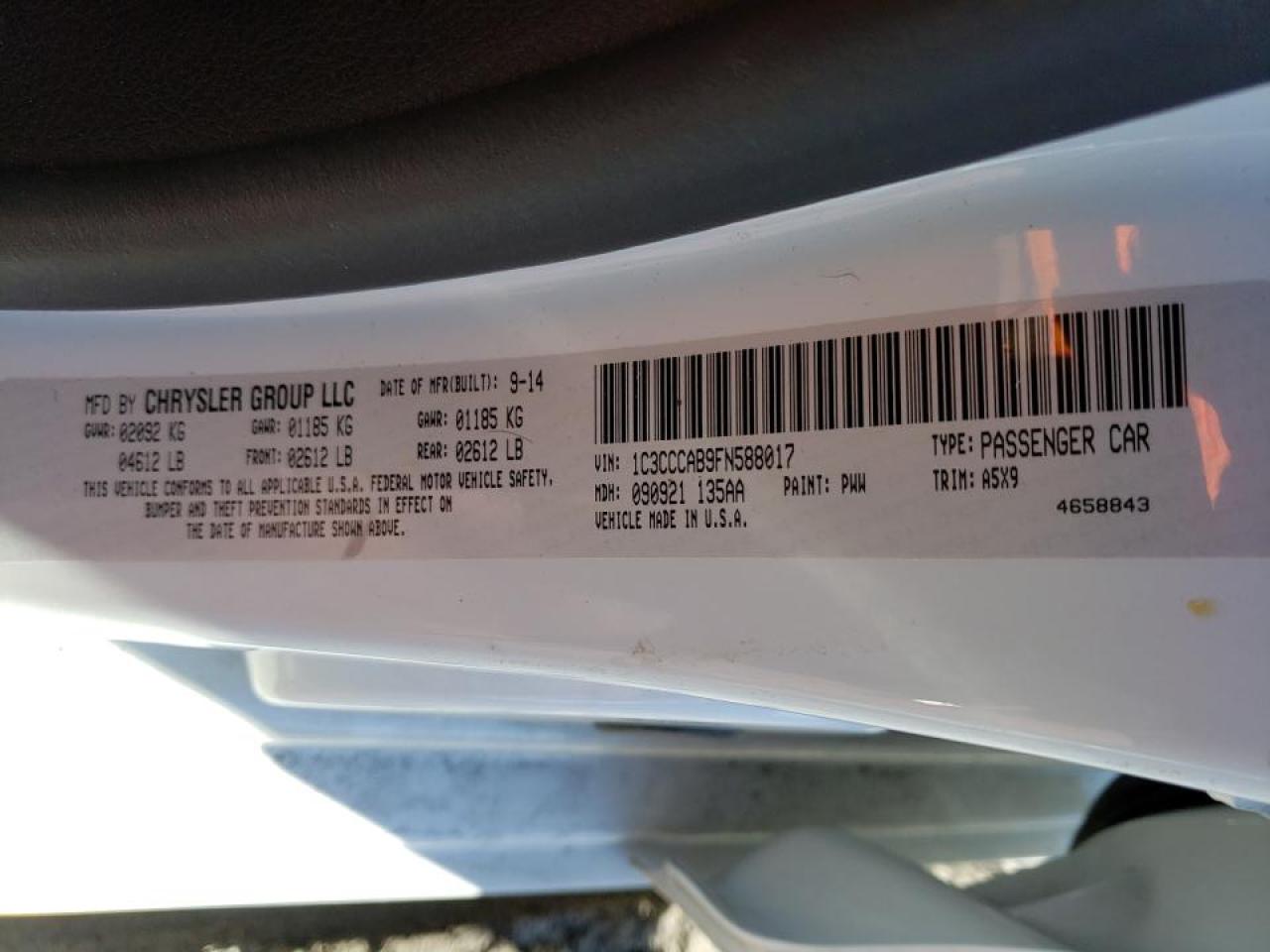 Photo 10 from auction – 2015 CHRYSLER 200 LIMITE with VIN 1C3CCCAB9FN588017