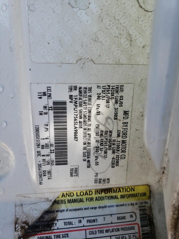 Photo 10 from auction – 2005 FORD EXPEDITION with VIN 1FMPU17565LA98687