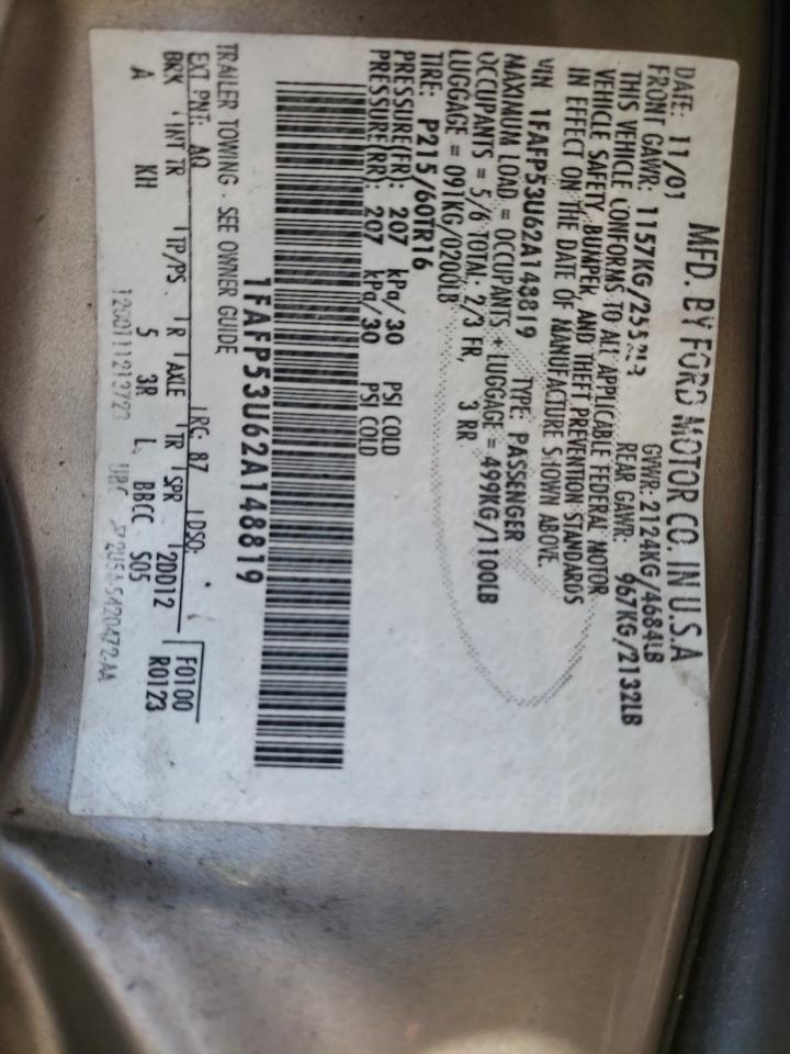 Photo 10 from auction – 2002 FORD TAURUS SE with VIN 1FAFP53U62A148819