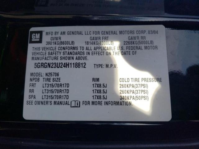 Photo 10 from auction – 2004 HUMMER H2 with VIN 5GRGN23U24H118812