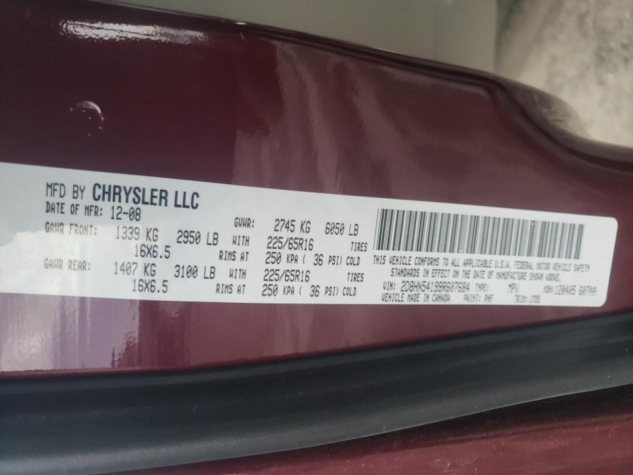 Photo 10 from auction – 2009 DODGE GRAND CARA with VIN 2D8HN54199R607684