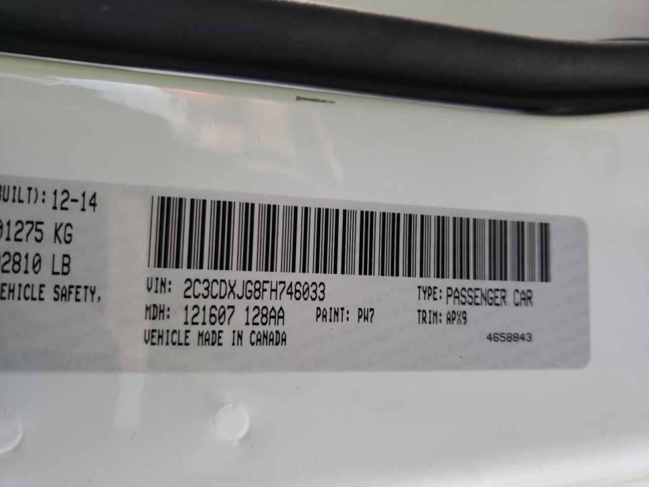 Photo 10 from auction – 2015 DODGE CHARGER SX with VIN 2C3CDXJG8FH746033