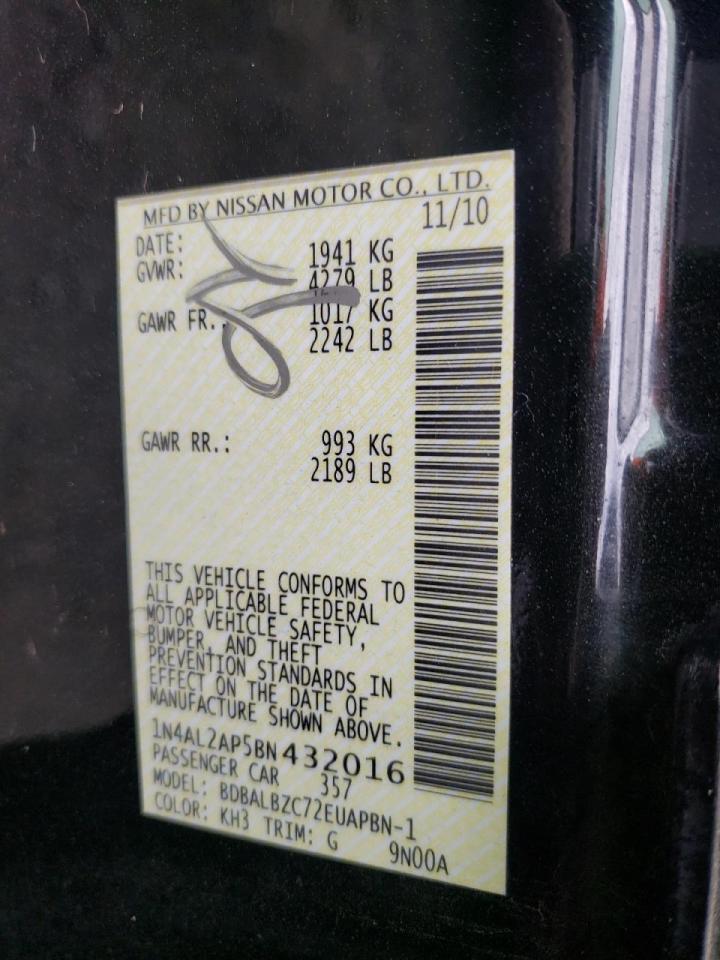Photo 10 from auction – 2011 NISSAN ALTIMA BAS with VIN 1N4AL2AP5BN432016