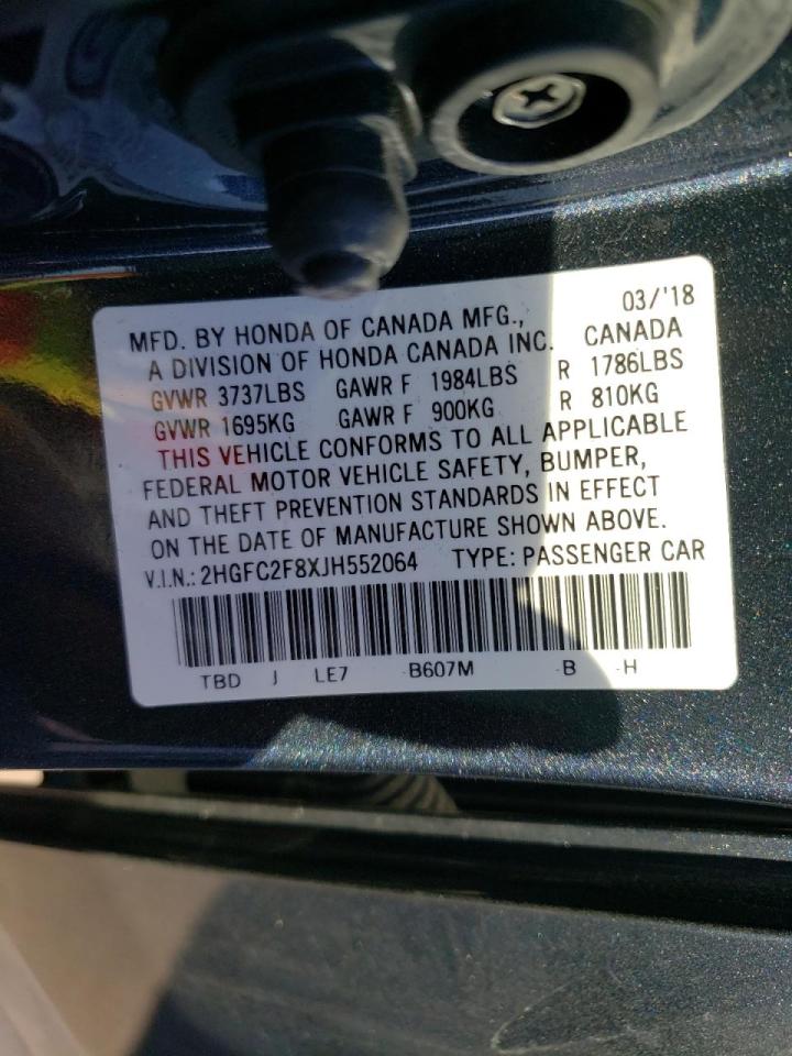 Photo 10 from auction – 2018 HONDA CIVIC EX with VIN 2HGFC2F8XJH552064