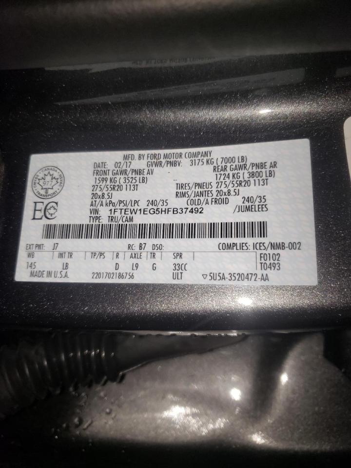 Photo 10 from auction – 2017 FORD F150 SUPER with VIN 1FTEW1EG5HFB37492