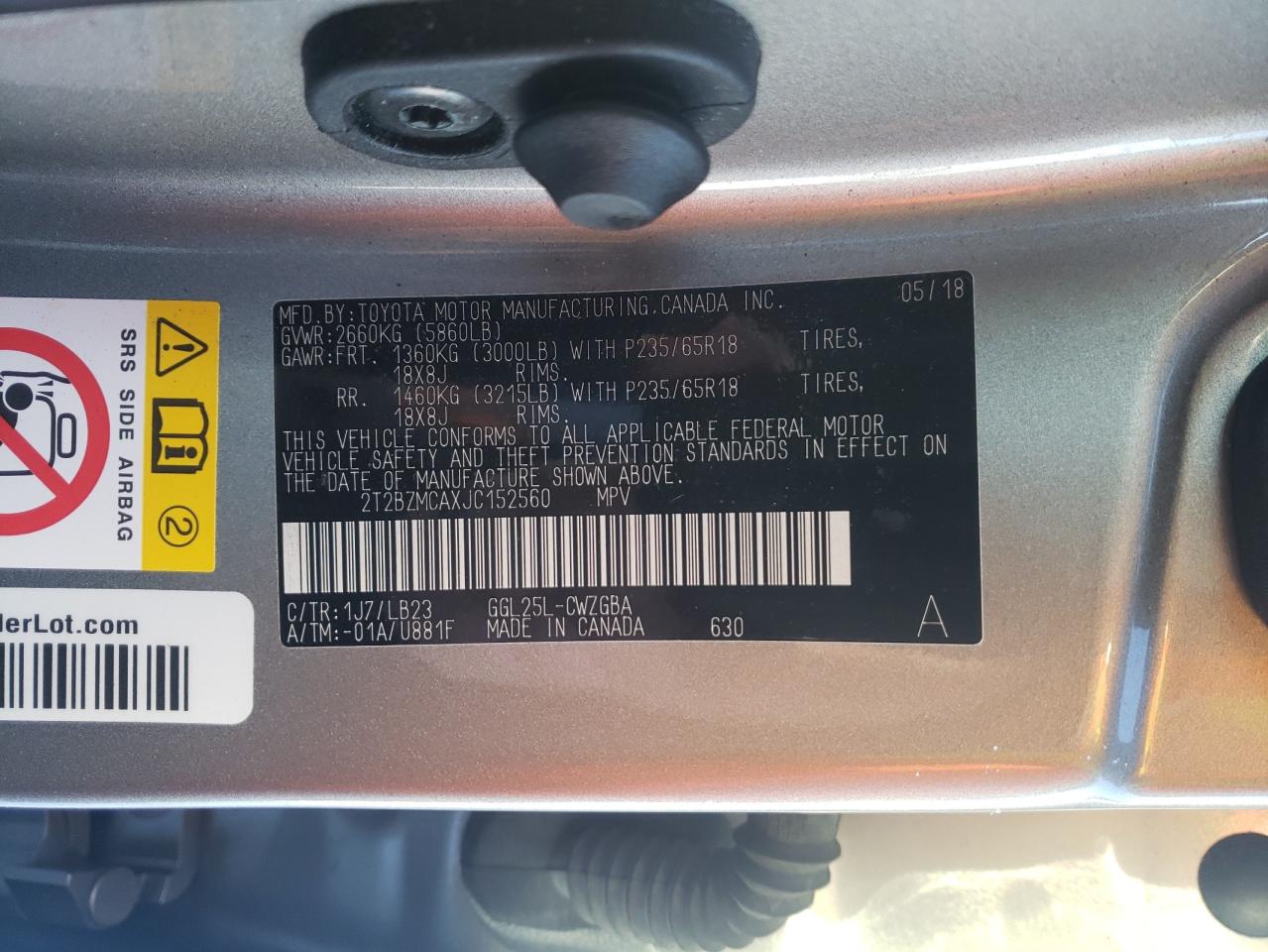 Photo 10 from auction – 2018 LEXUS RX 350 with VIN 2T2BZMCAXJC152560