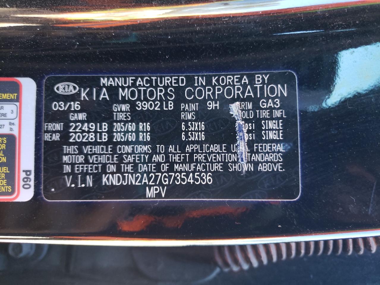 صورة رقم 10 من المزاد - 2016 KIA SOUL مع VIN KNDJN2A27G7354536