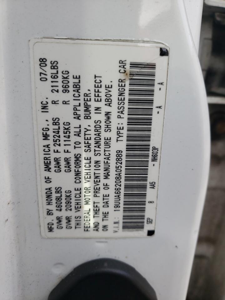 Photo 10 from auction – 2008 ACURA TL with VIN 19UUA66208A052889