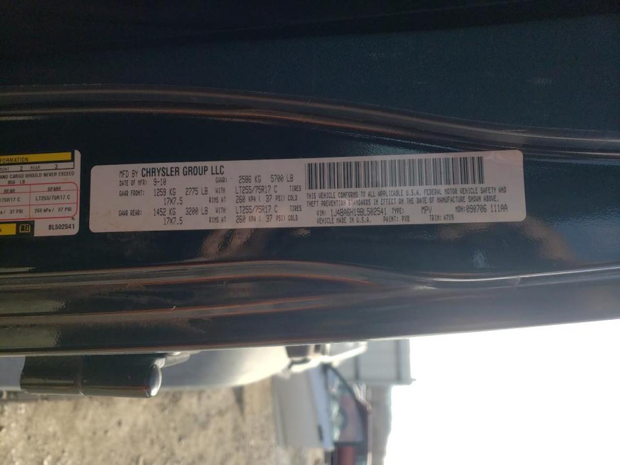 Photo 10 from auction – 2011 JEEP WRANGLER U with VIN 1J4BA6H19BL502541