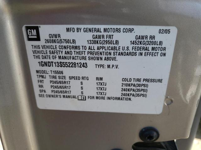 Photo 10 from auction – 2005 CHEVROLET TRAILBLAZE with VIN 1GNDT13S552281243