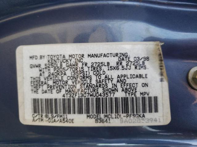 Photo 10 from auction – 1998 TOYOTA SIENNA LE with VIN 4T3ZF13C7WU043577