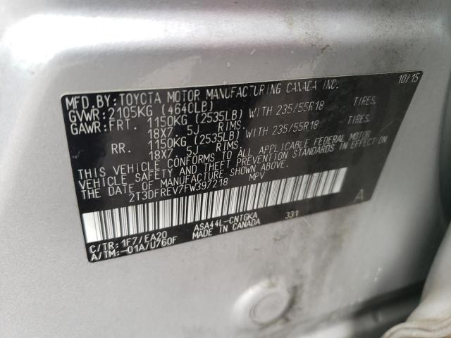Photo 10 from auction – 2015 TOYOTA RAV4 LIMIT with VIN 2T3DFREV7FW397218