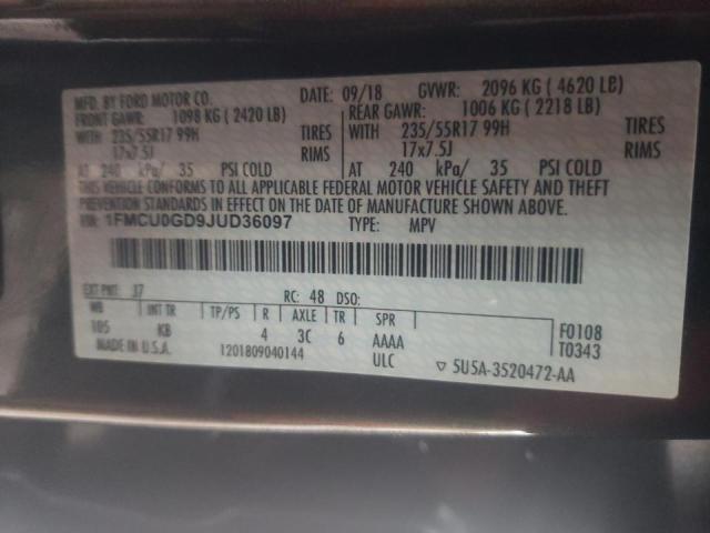 Photo 10 from auction – 2018 FORD ESCAPE SE with VIN 1FMCU0GD9JUD36097