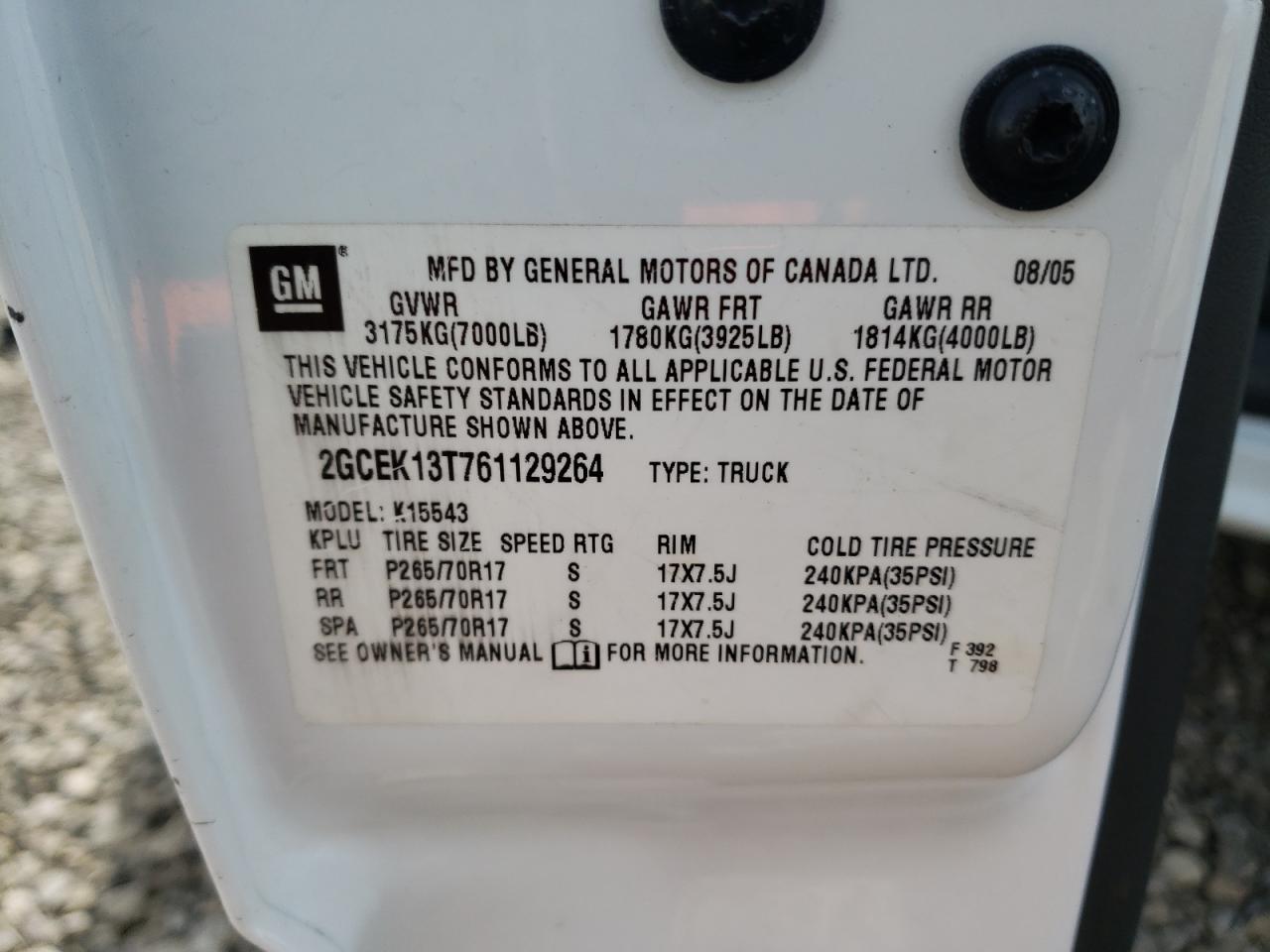 Photo 10 from auction – 2006 CHEVROLET SILVERADO with VIN 2GCEK13T761129264