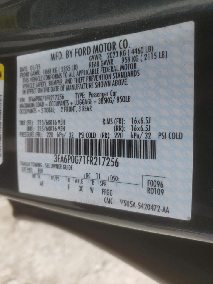 Photo 10 from auction – 2015 FORD FUSION S with VIN 3FA6P0G71FR217256