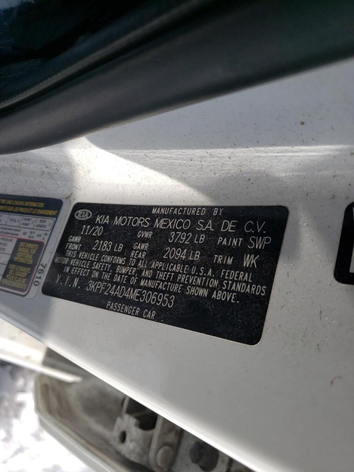 Photo 10 from auction – 2021 KIA FORTE FE with VIN 3KPF24AD4ME306953