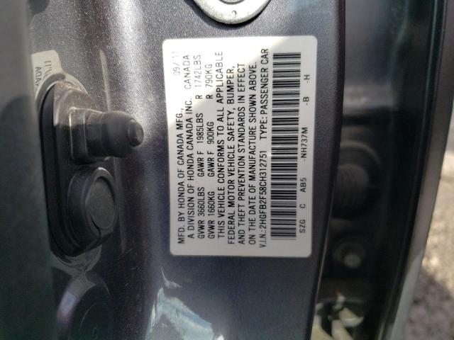 Photo 10 from auction – 2012 HONDA CIVIC with VIN 2HGFB2F58CH312751