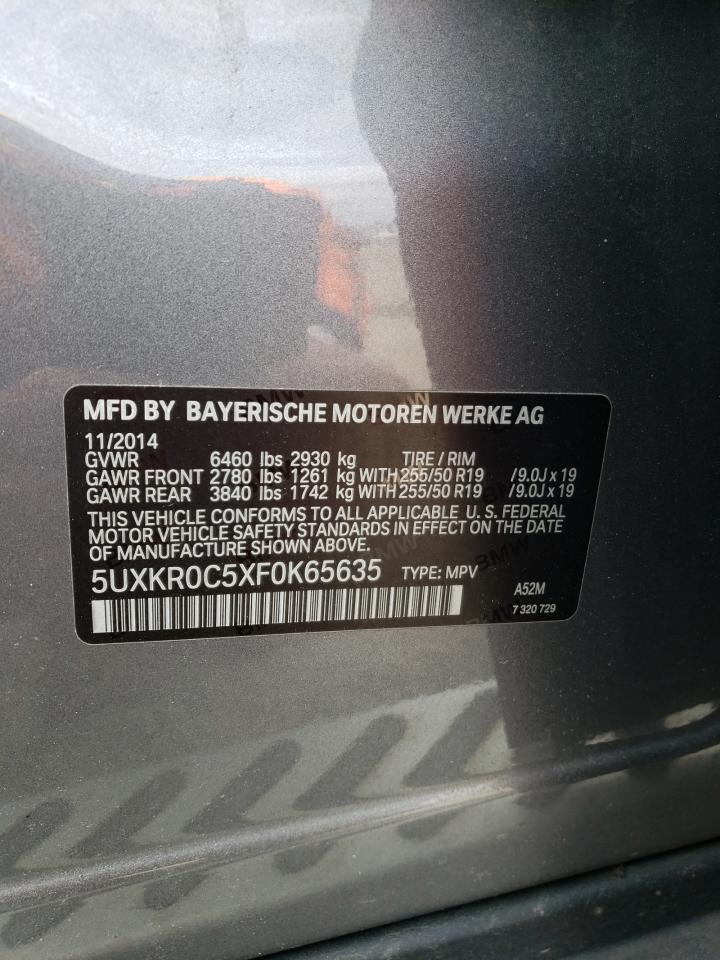 Photo 10 from auction – 2015 BMW X5 XDRIVE3 with VIN 5UXKR0C5XF0K65635