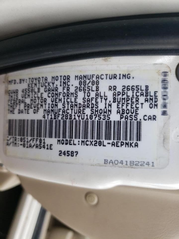 Photo 10 from auction – 2000 TOYOTA AVALON XL with VIN 4T1BF28B1YU107535