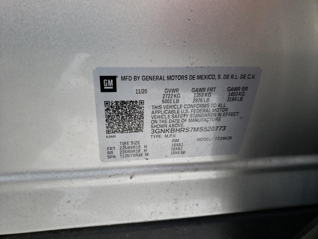 Photo 10 from auction – 2021 CHEVROLET BLAZER 2LT with VIN 3GNKBHRS7MS520773