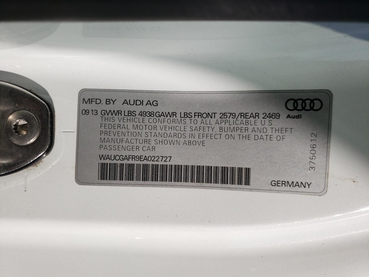 Photo 10 from auction – 2014 AUDI S5 PREMIUM with VIN WAUCGAFR9EA022727