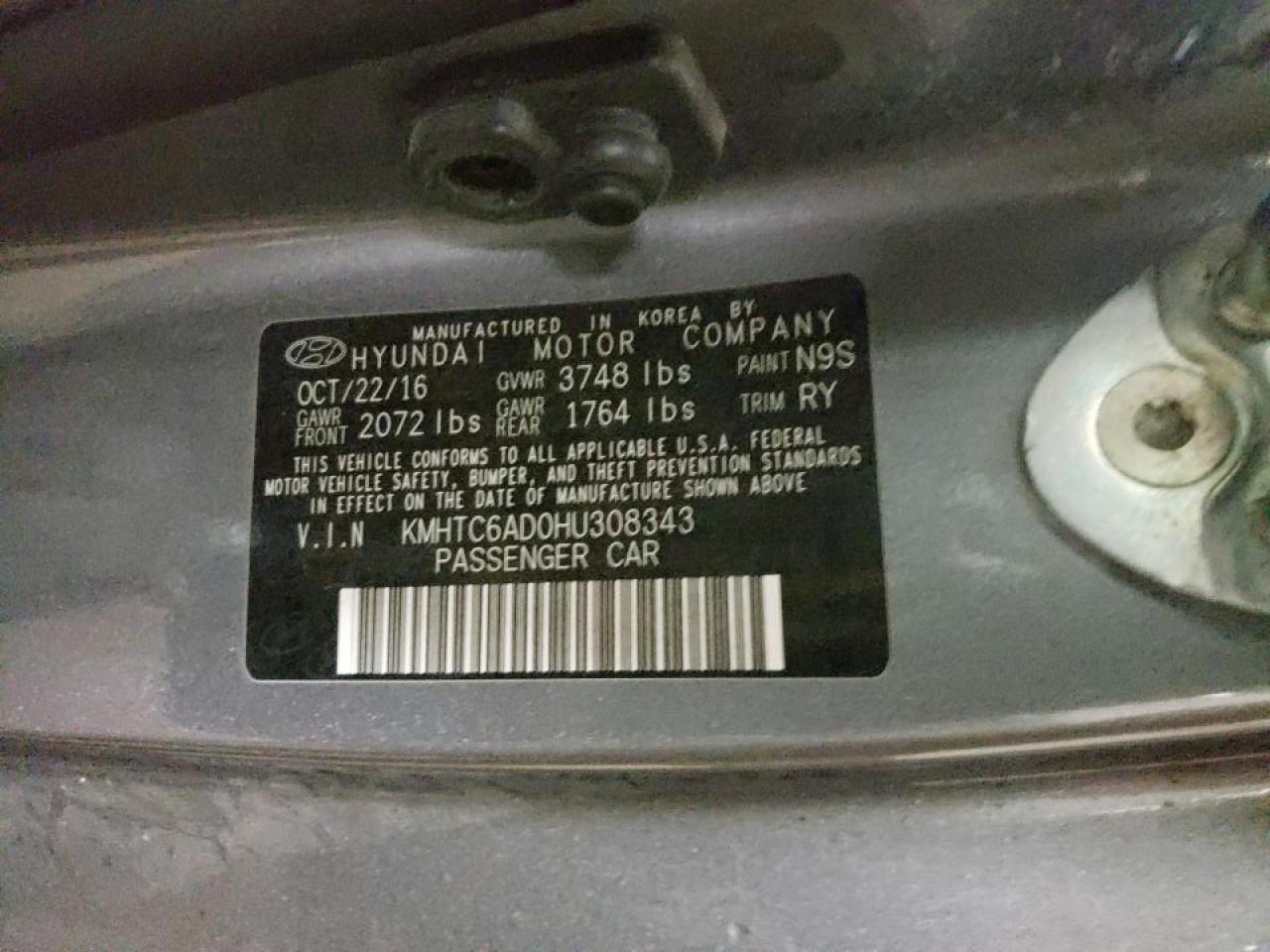 Photo 10 from auction – 2017 HYUNDAI VELOSTER with VIN KMHTC6AD0HU308343