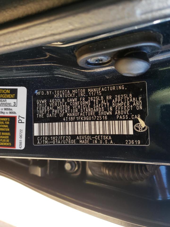 Photo 10 from auction – 2016 TOYOTA CAMRY LE with VIN 4T1BF1FK9GU172516