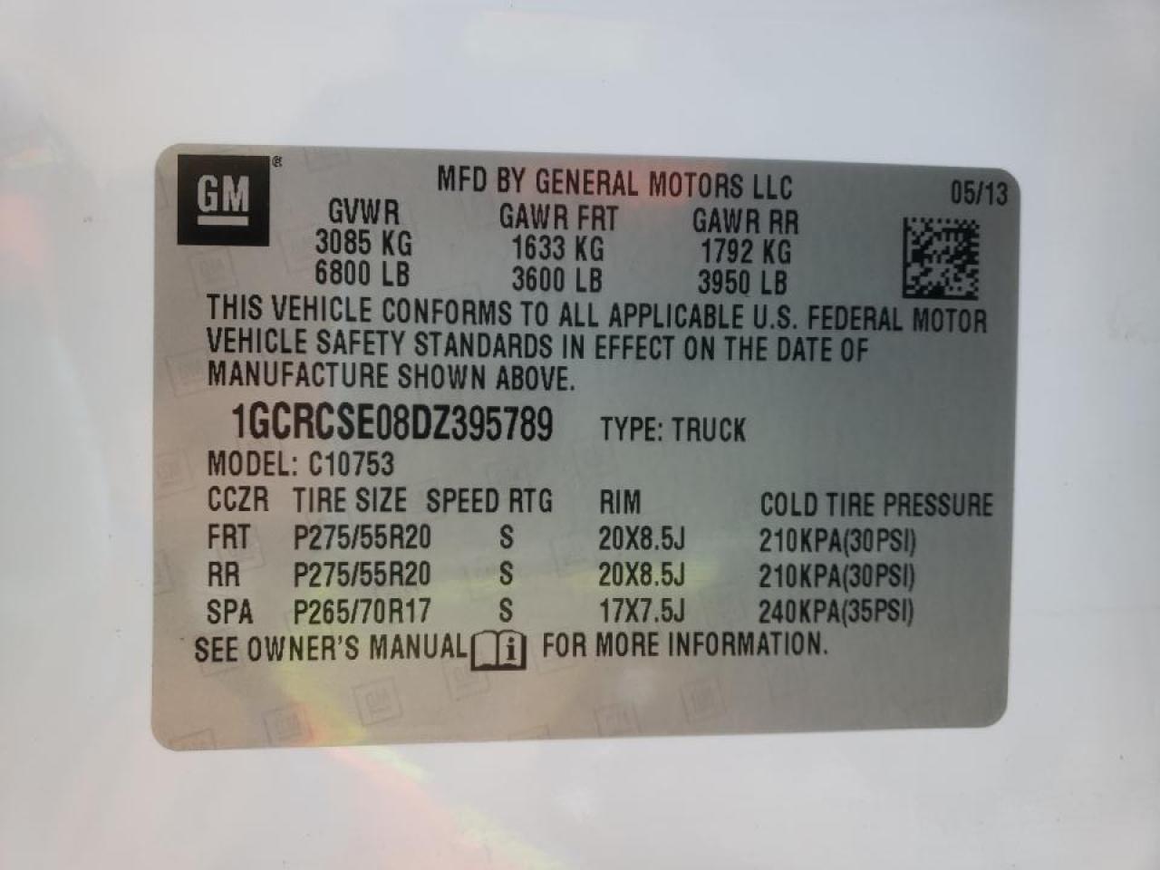 Photo 10 from auction – 2013 CHEVROLET SILVERADO with VIN 1GCRCSE08DZ395789