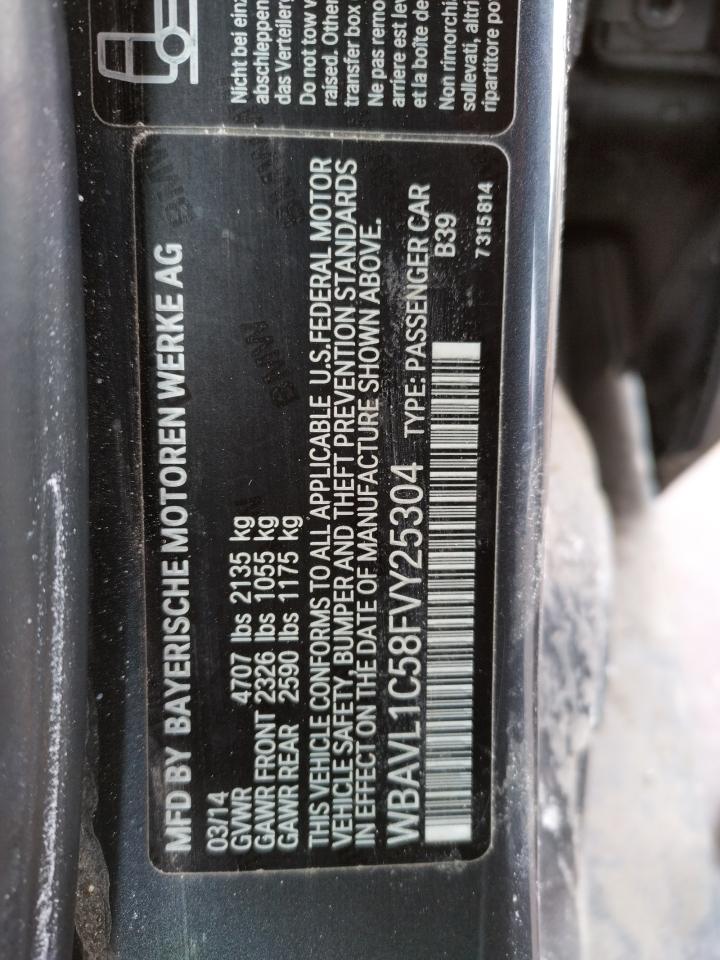 Photo 10 from auction – 2015 BMW X1 XDRIVE2 with VIN WBAVL1C58FVY25304