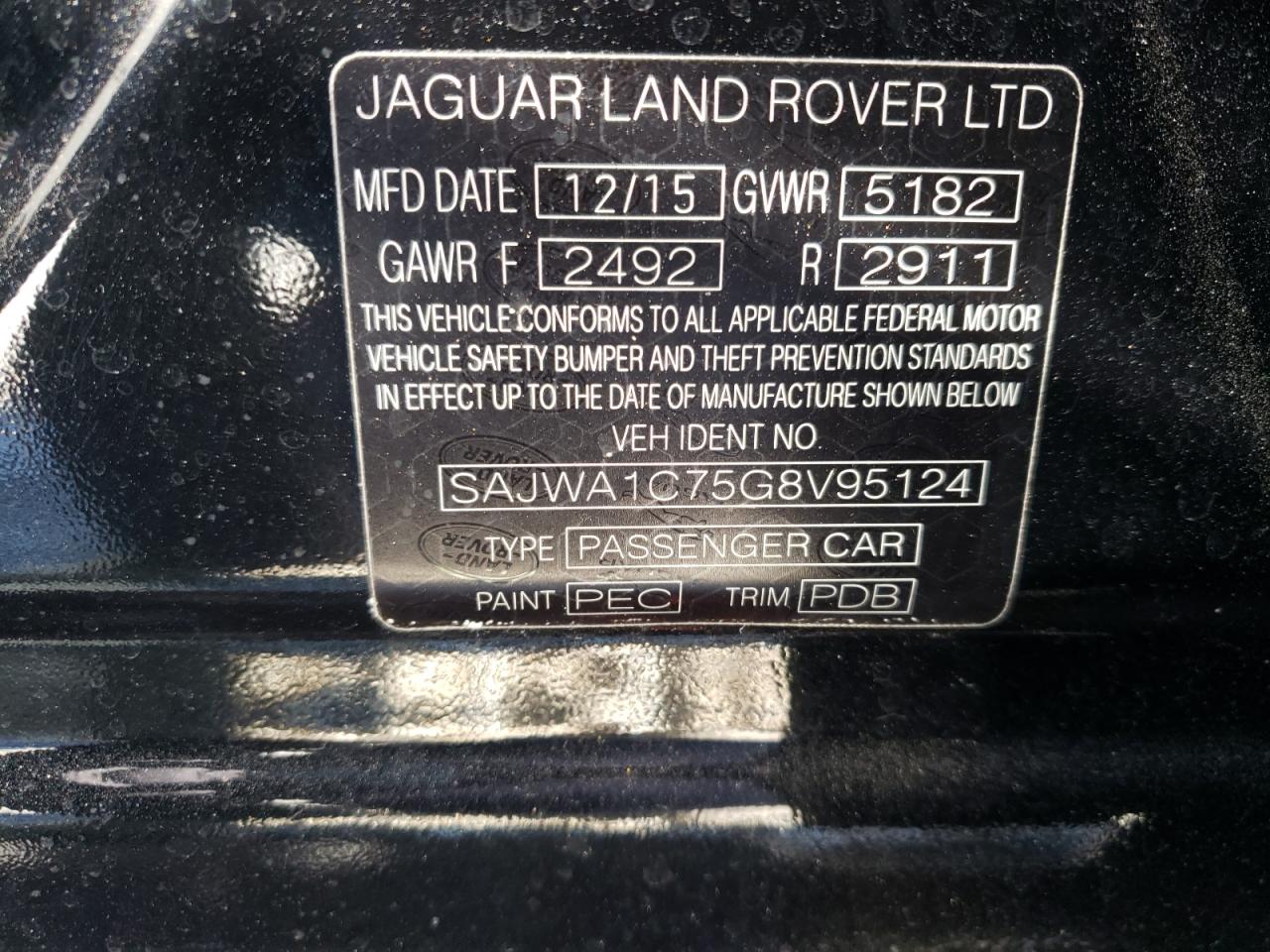 Photo 10 from auction – 2016 JAGUAR XJ with VIN SAJWA1C75G8V95124