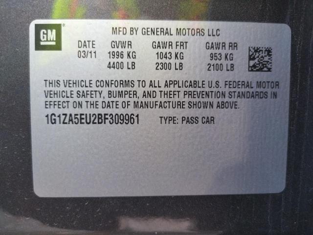 Zdjęcie 10 z aukcji – 2011 CHEVROLET MALIBU LS z VIN 1G1ZA5EU2BF309961