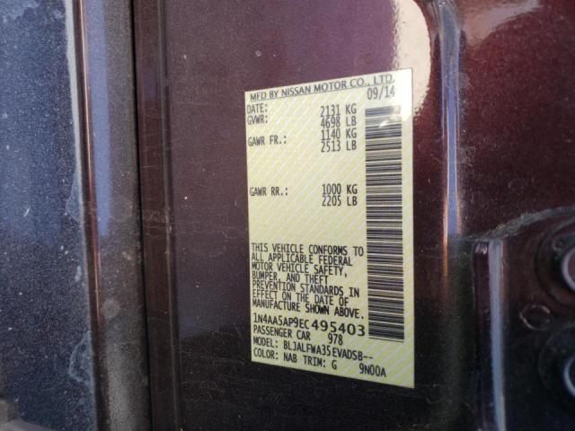 Photo 10 from auction – 2014 NISSAN MAXIMA S with VIN 1N4AA5AP9EC495403