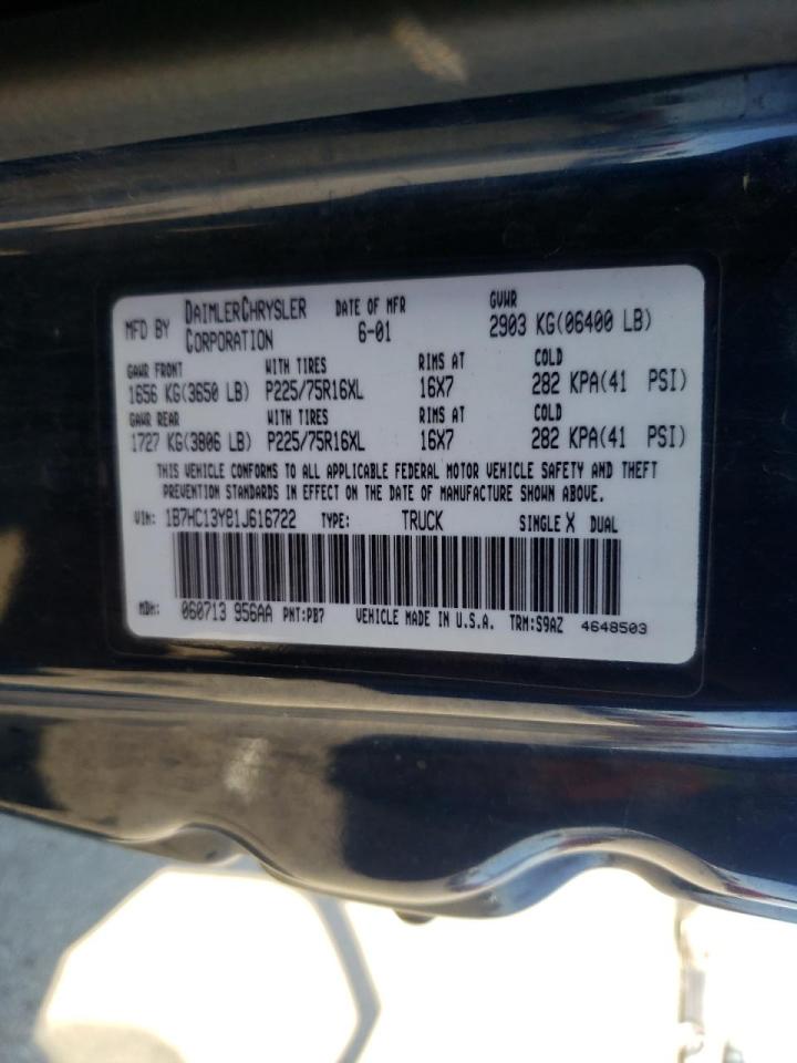 Photo 10 from auction – 2001 DODGE RAM 1500 with VIN 1B7HC13Y81J616722