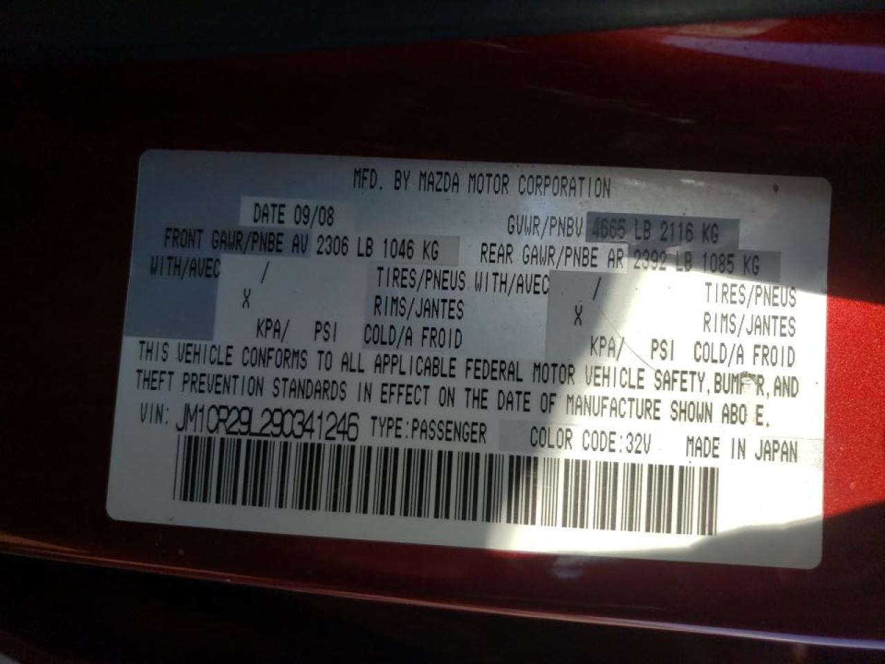Фото 10 с аукциона – 2009 MAZDA 5 с VIN JM1CR29L290341246