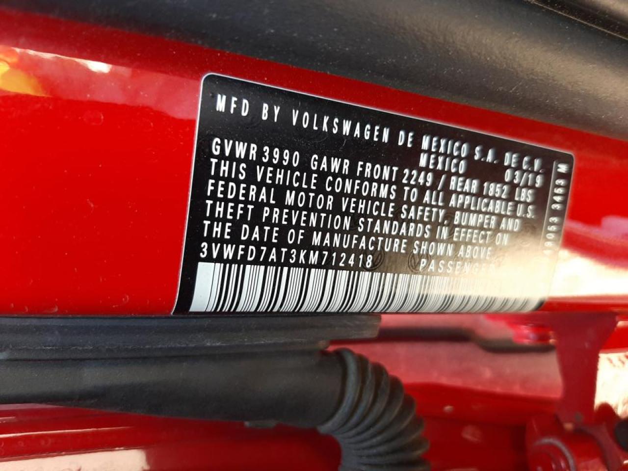 Photo 10 from auction – 2019 VOLKSWAGEN BEETLE S with VIN 3VWFD7AT3KM712418