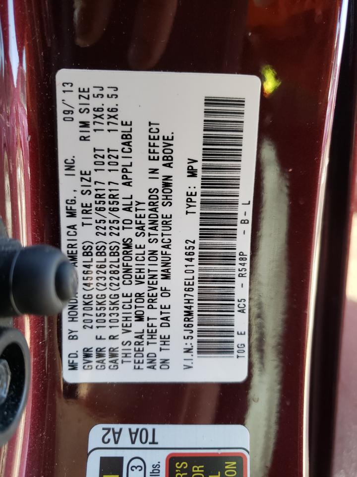 Photo 10 from auction – 2014 HONDA CR-V EXL with VIN 5J6RM4H76EL014652