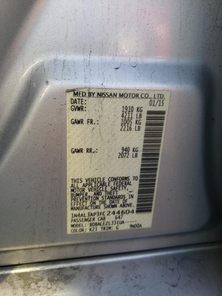 Photo 10 from auction – 2015 NISSAN ALTIMA 2.5 with VIN 1N4AL3AP3FC244604