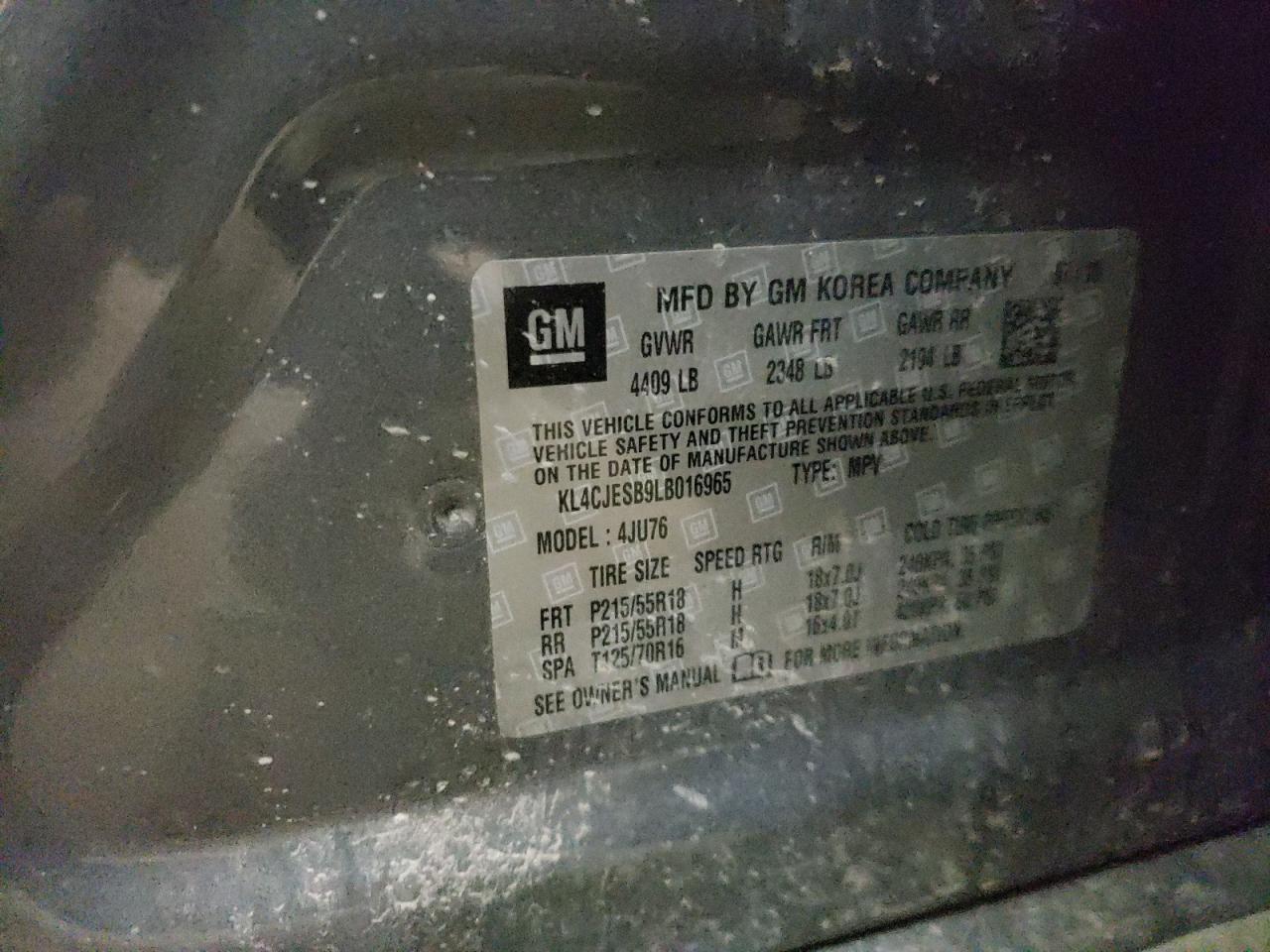 Photo 10 from auction – 2020 BUICK ENCORE PRE with VIN KL4CJESB9LB016965