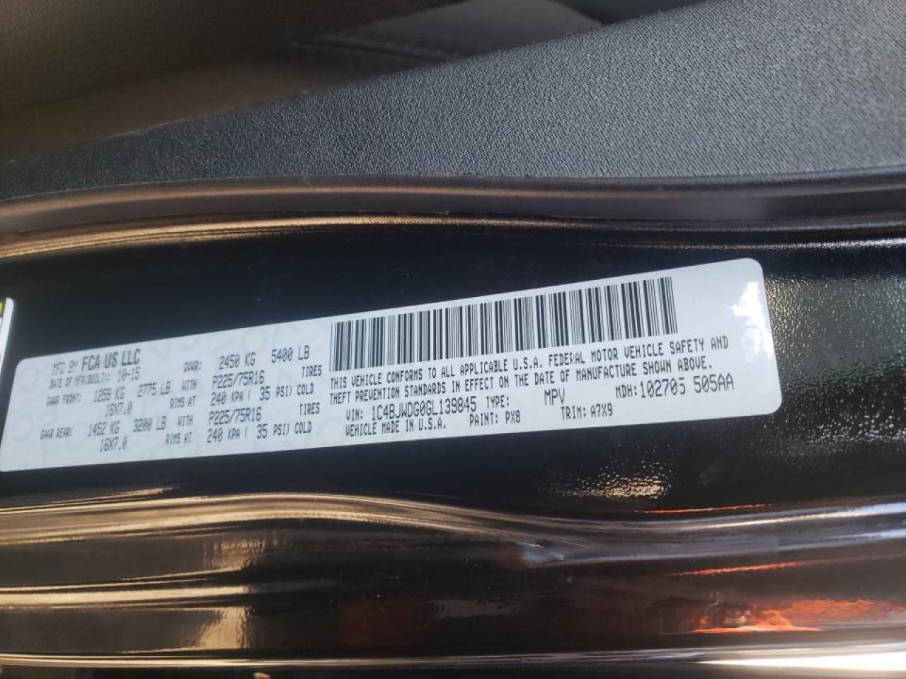 Photo 10 from auction – 2016 JEEP WRANGLER U with VIN 1C4BJWDG0GL139845