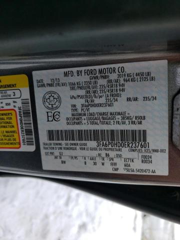 Photo 10 from auction – 2014 FORD FUSION SE with VIN 3FA6P0HD0ER237601