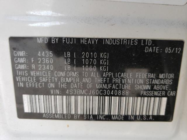 Photo 10 from auction – 2012 SUBARU LEGACY 2.5 with VIN 4S3BMCJ60C3040888