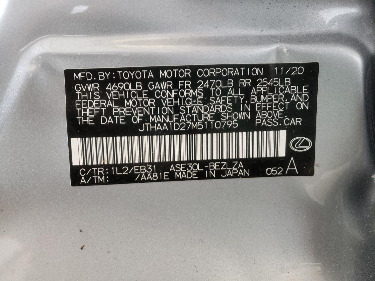 صورة رقم 10 من المزاد - 2021 LEXUS IS 300 مع VIN JTHAA1D27M5110795