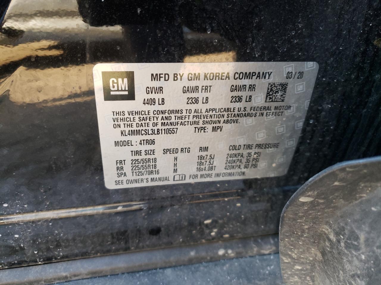 Photo 10 from auction – 2020 BUICK ENCORE GX with VIN KL4MMCSL3LB110557