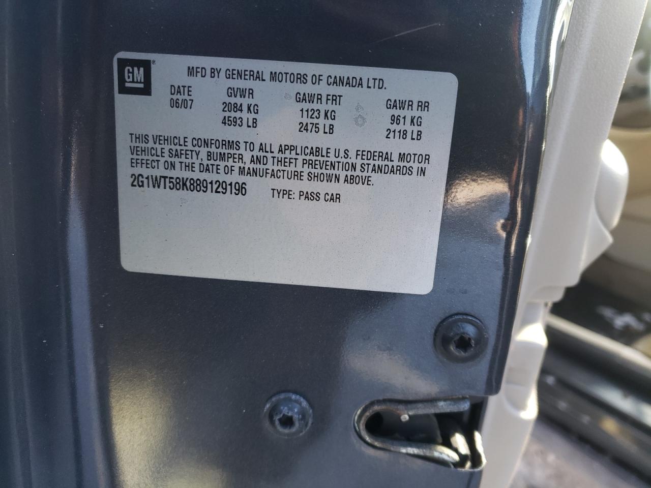 Photo 10 from auction – 2008 CHEVROLET IMPALA LT with VIN 2G1WT58K889129196