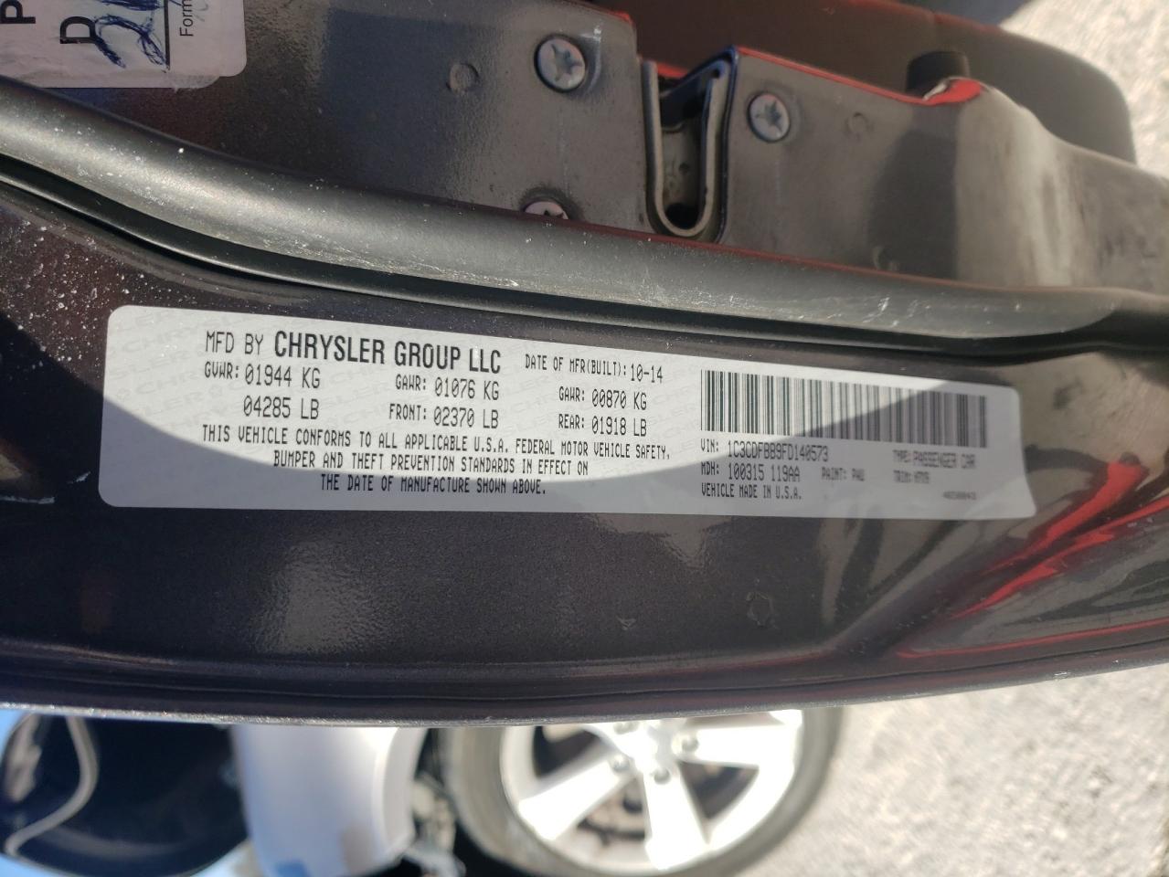 Photo 10 from auction – 2015 DODGE DART SXT with VIN 1C3CDFBB9FD140573