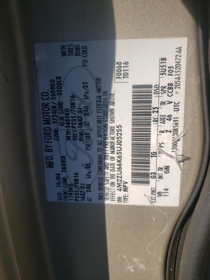 Photo 10 from auction – 2005 MERCURY MOUNTAINEE with VIN 4M2ZU66K65UJ05255