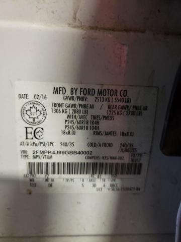 Photo 10 from auction – 2016 FORD EDGE SEL with VIN 2FMPK4J99GBB40002